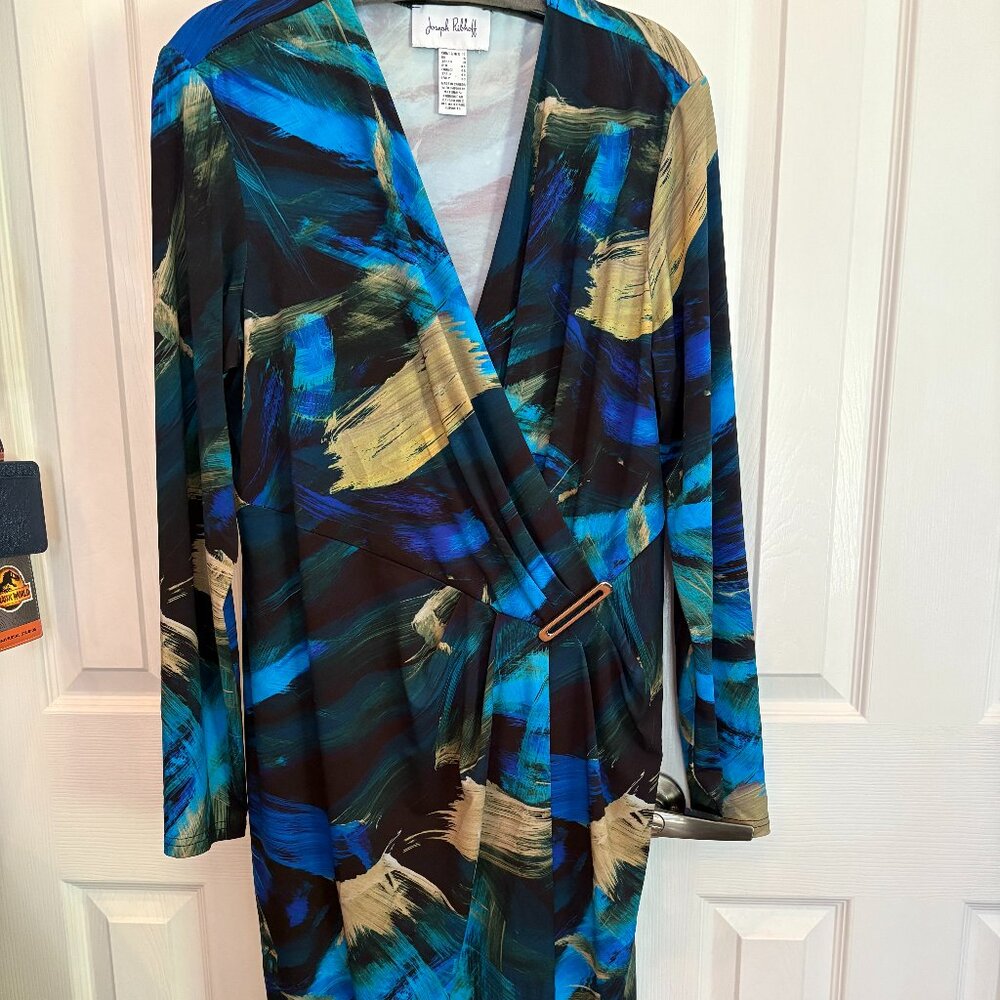 Joseph Ribkoff Beautiful wrap over style long sleeve dress,